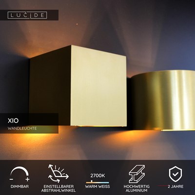 Lucide XIO - Wandleuchte - LED Dim. - G9 - 1x3,5W 2700K - Einstellbarer Abstrahlwinkel - Mattes Gold / Messing